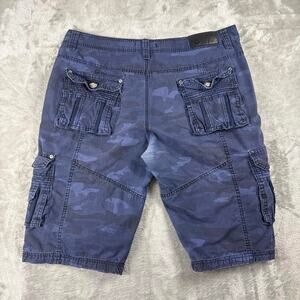 G Fried Denim Men’s 34 Blue Camo Cargo Shorts Distressed Cotton